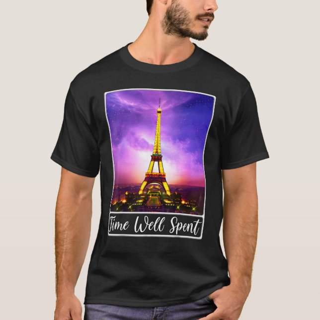Camiseta Eiffel Tower Paris Hora da França Bem Passada (Frente)