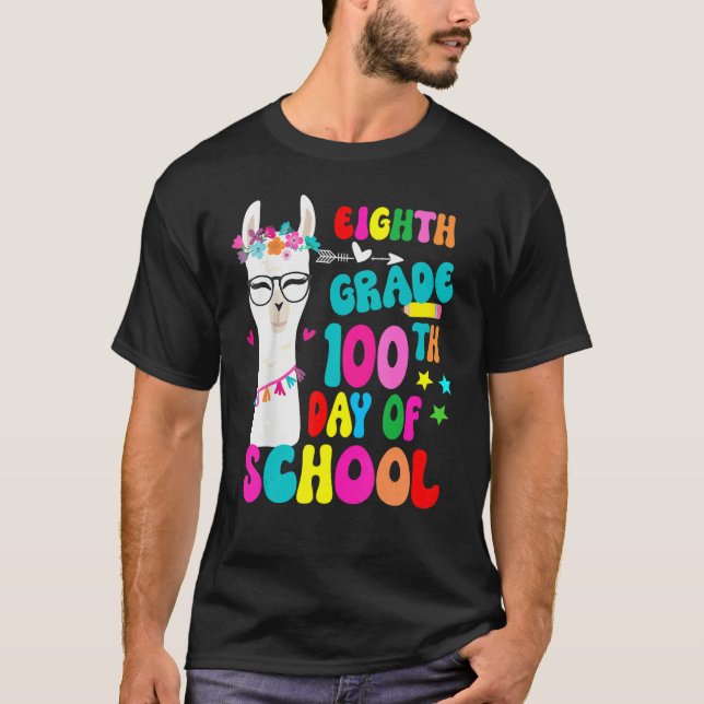 Camiseta Eighth Grade 100 Days Smarter No Prob Llama Teache (Frente)