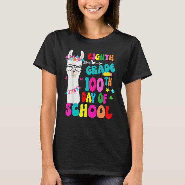 Camiseta Eighth Grade 100 Days Smarter No Prob Llama Teache (Frente)