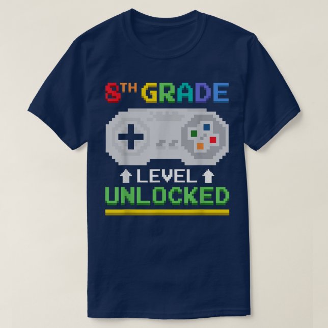 Camiseta Eighth Grade Level Unlocked Gamer Tees Video Game  (Frente do Design)