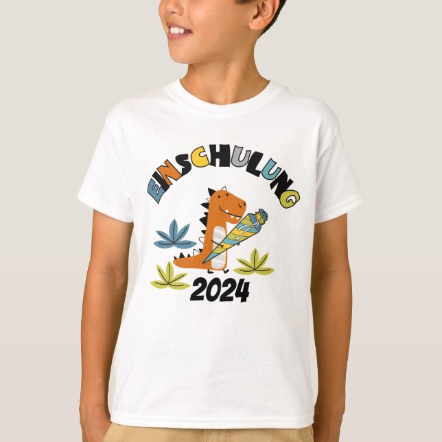 Camiseta Einschulung 2026 - Dino mit Schultüte  (Frente)