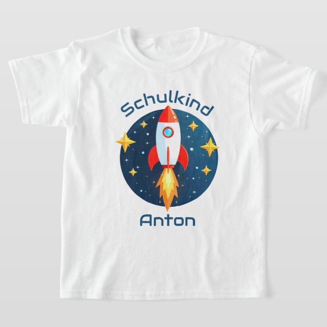 Camiseta Einschulung - Rakete gelbe Sterne - Schulkind | (Postura )