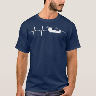 Camiseta EKG Heartbeat CH47 Chinook Military Helicopter