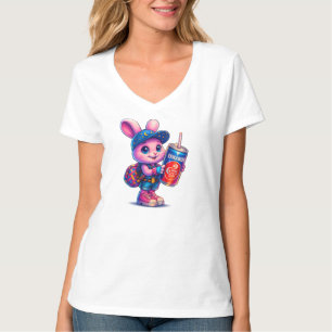 Camiseta EKNAKHON Bunny com decote em V – Coelhinh