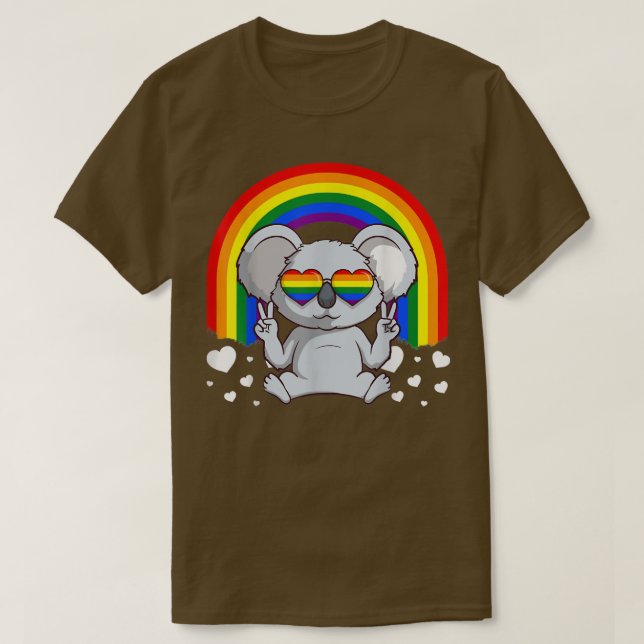 Camiseta EKOALAITY Koala Rainbow Heart Sunglasses Pride Mon (Frente do Design)