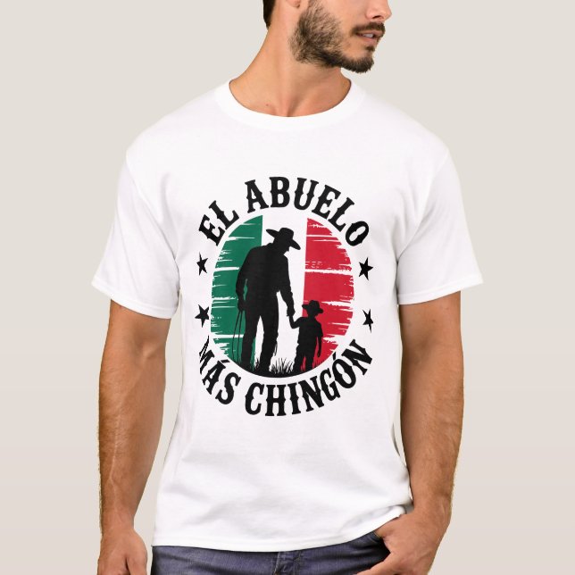 Camiseta El Abuelo Mas Chingon Melhor Bandeira Mexicana (Frente)