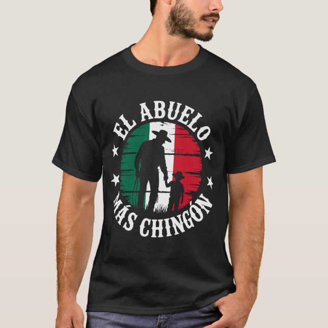 Camiseta El Abuelo Mas Chingon Melhor Bandeira Mexicana (Frente)