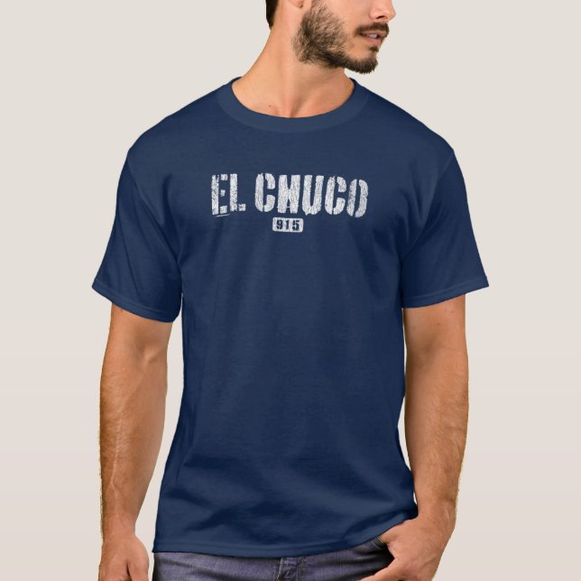 Camiseta EL CHUCO 915 El Paso TX Edgy Rough Stencil Design (Frente)