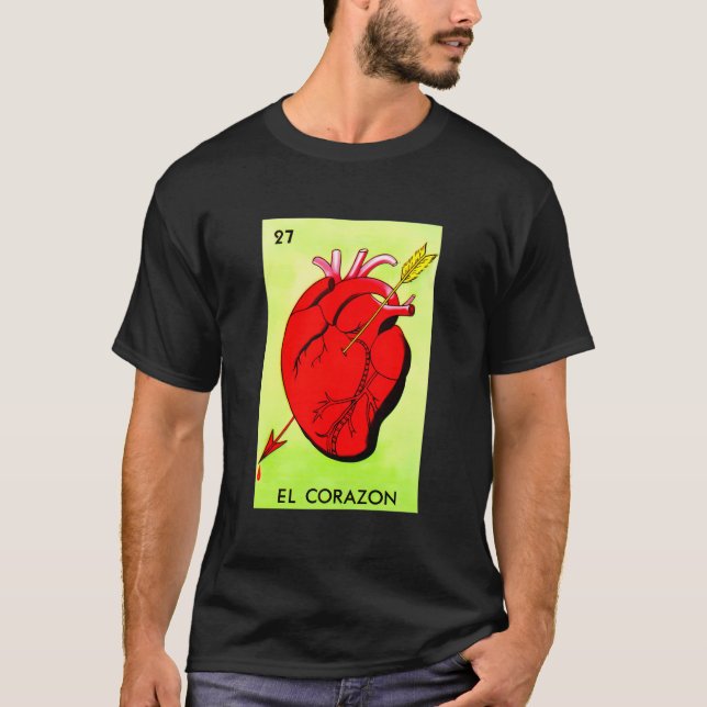 Camiseta El Corazon - Cartões de Loteria Mexicanos Lotto Me (Frente)