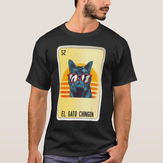 Camiseta El Gato Chingon Mexicano Slang - Placas do Bingo (Frente)