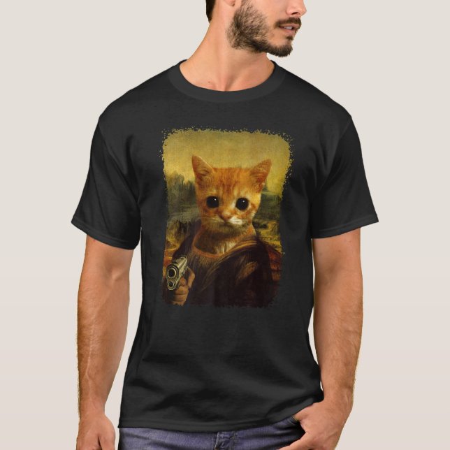 Camiseta el gato Meme historical funny Cute Cat with gun Pr (Frente)