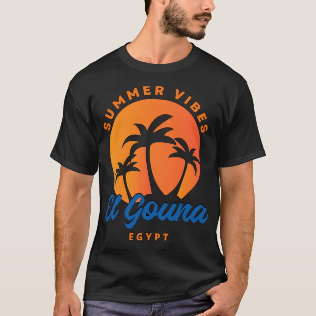 Camiseta El Gouna Egypt Sunset Palm Trees Summer Vibes (Frente)