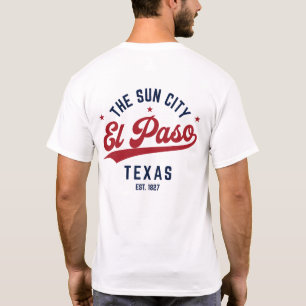 Camiseta El Paso A Cidade do Sol Texas Orgulho Azul Vermelh