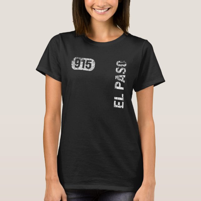 Camiseta El Paso Texas 915 Area Code Retro (Frente)