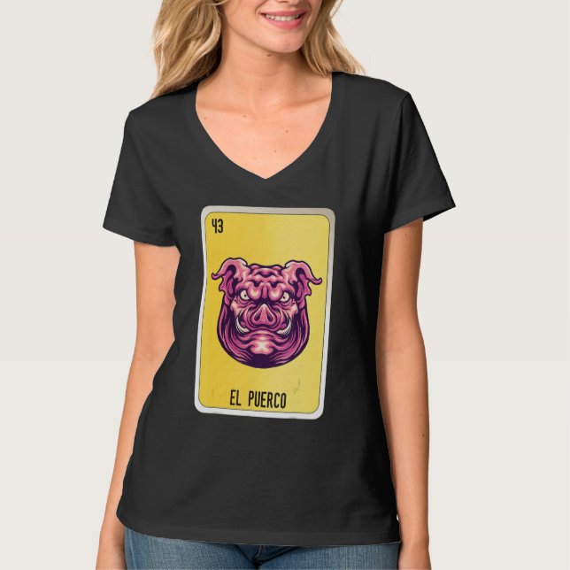 Camiseta El Puerco Mexican Slang Lottery Bingo Cards (Frente)