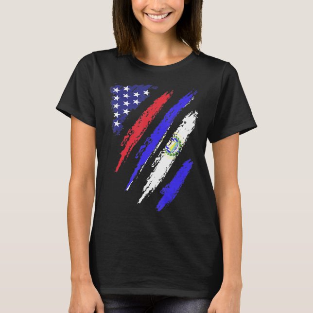 Camiseta El Salvador American Grown Flag USA Patriot Herita (Frente)