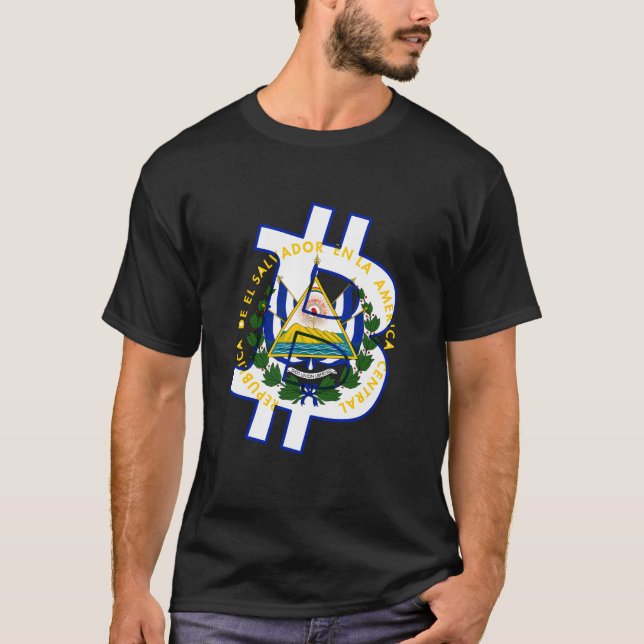 Camiseta El Salvador Bitmoney Adoção de El Salvador Bandeir (Frente)