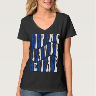 Camiseta El Salvador Flag Groovy & Wavy Hispanic Heritage M