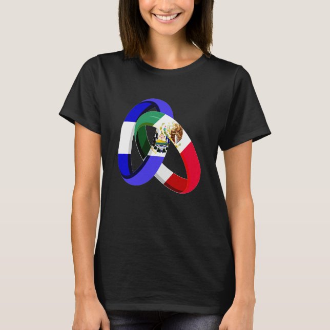 Camiseta El Salvador Flag Mexico Grown Ring Marriage Weddin (Frente)