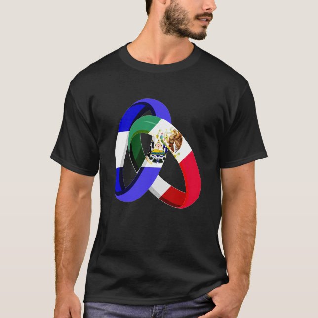 Camiseta El Salvador Flag Mexico Grown Ring Marriage Weddin (Frente)
