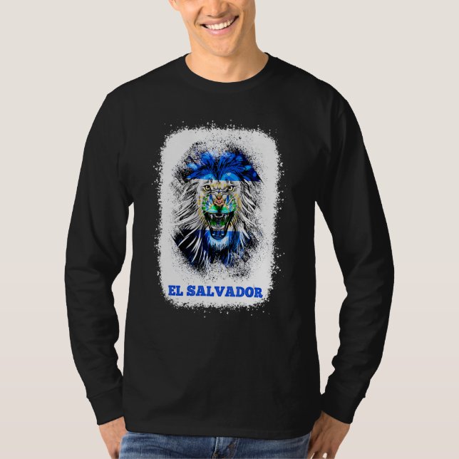 Camiseta El Salvador Flag With Lion Face Salvadoran Pride D (Frente)