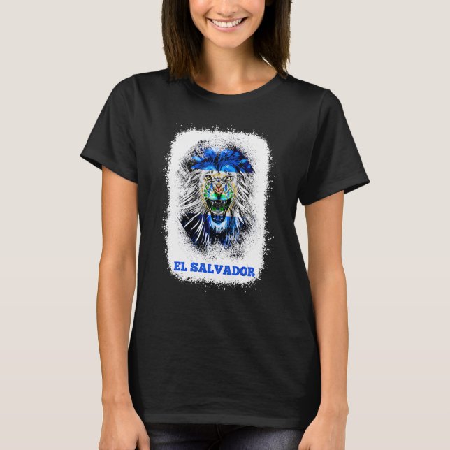 Camiseta El Salvador Flag With Lion Face Salvadoran Pride D (Frente)