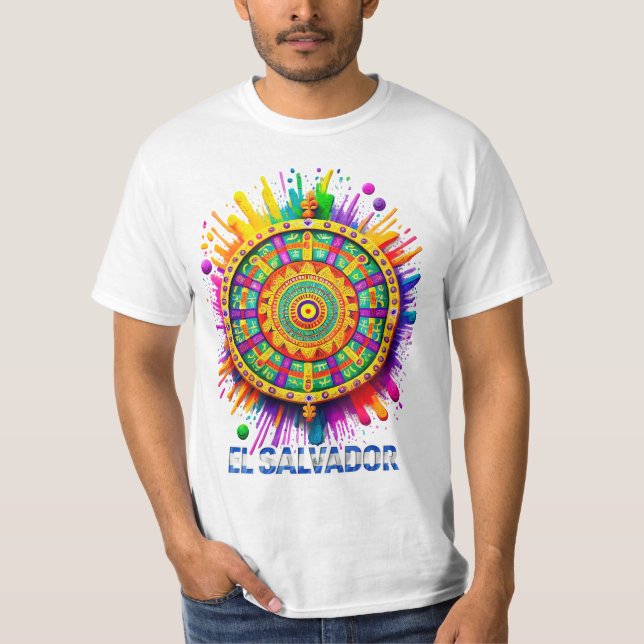 CAMISETA EL SALVADOR FORMA INDIGENA ART POP (Frente)