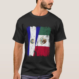 Camiseta El Salvador México Meia Bandeira Salvadorenho Mexi
