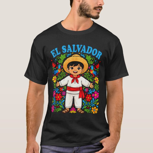 Camiseta El Salvador Salvadoran Boy Traditional Outfit Folk (Frente)