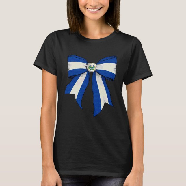 Camiseta El Salvador Salvadoran Pride Flag Girl Coquette Bo (Frente)