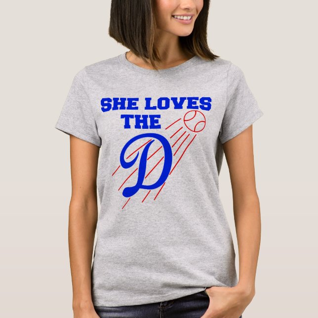 Camiseta Ela Ama Beisebol | Presente Divertido para Fã de E (Frente)