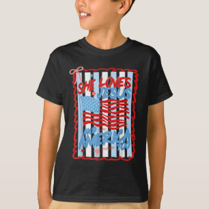 Camiseta Ela Ama Jesus E a América Demais Quatro Cristão de