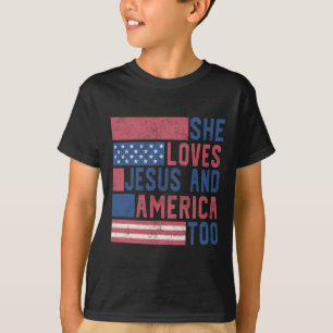 Camiseta Ela Ama Jesus E América No Dia 4 De Julho, Patrio