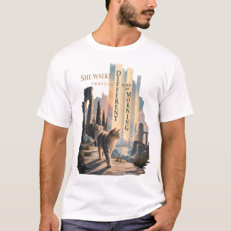 Camiseta Ela Caminhando Através de uma Manhã de um Tipo Dif