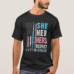 Camiseta Ela Dela Delas Respeite Meus Pronomes Orgulho Tran