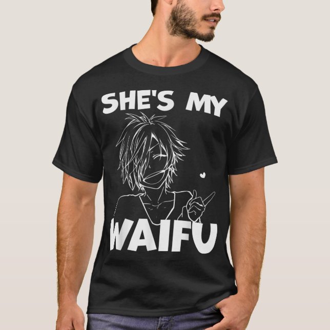 Camiseta Ela é a minha anime divertida de Waifu, que combin (Frente)