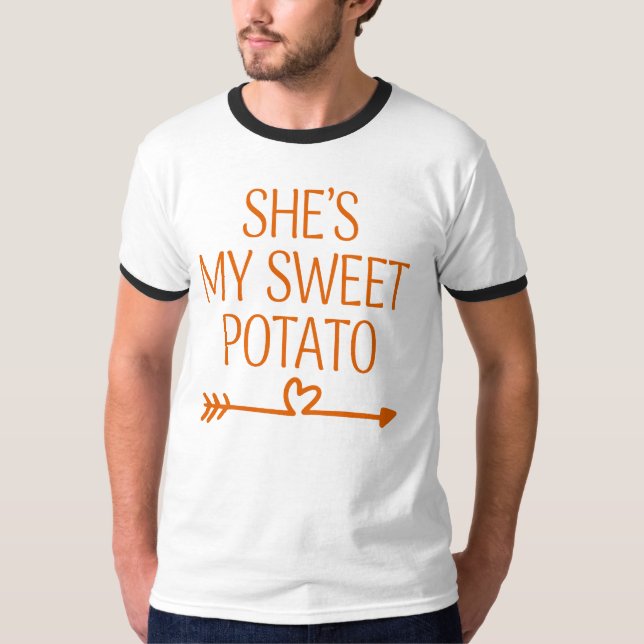 Camiseta Ela é a minha batata doce, de Ação de Graças (Frente)