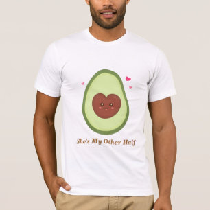 Camiseta Ela é a minha outra metade, abacate fofo
