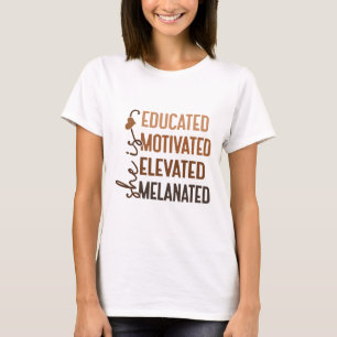 Camiseta Ela É Educada Motivada Elevada Melanizada Africana