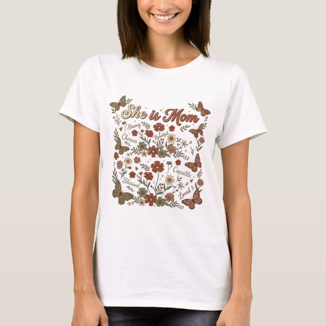 Camiseta Ela É Mãe Forte Escolhida Capaz (Frente)