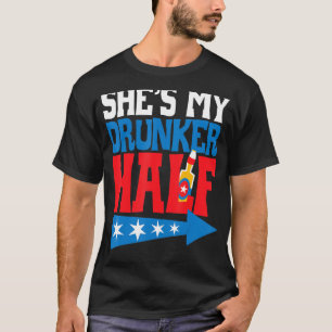 Camiseta Ela É Minha Bêbada Metade Correspondente A 4 De Ju
