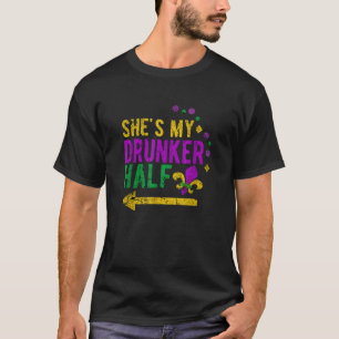 Camiseta Ela é minha meia-Bebado Mardi Gras Casais T S