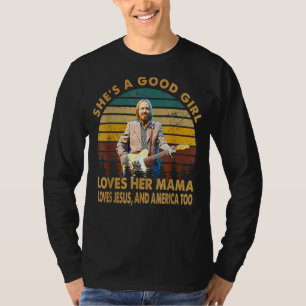 Camiseta Ela é uma boa garota ama sua mãe ama Jesus Vinta