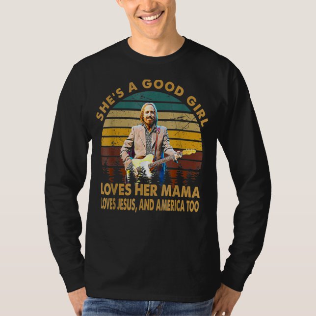 Camiseta Ela é uma boa garota ama sua mãe ama Jesus Vinta (Frente)