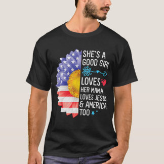Camiseta Ela é uma boa garota que ama sua mãe ama Jesus e u