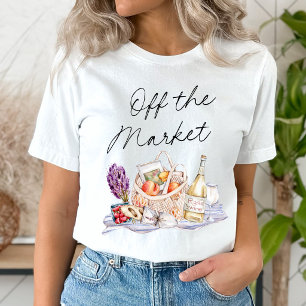 Camiseta Ela está fora do mercado Chá de Bebê no Mercado do