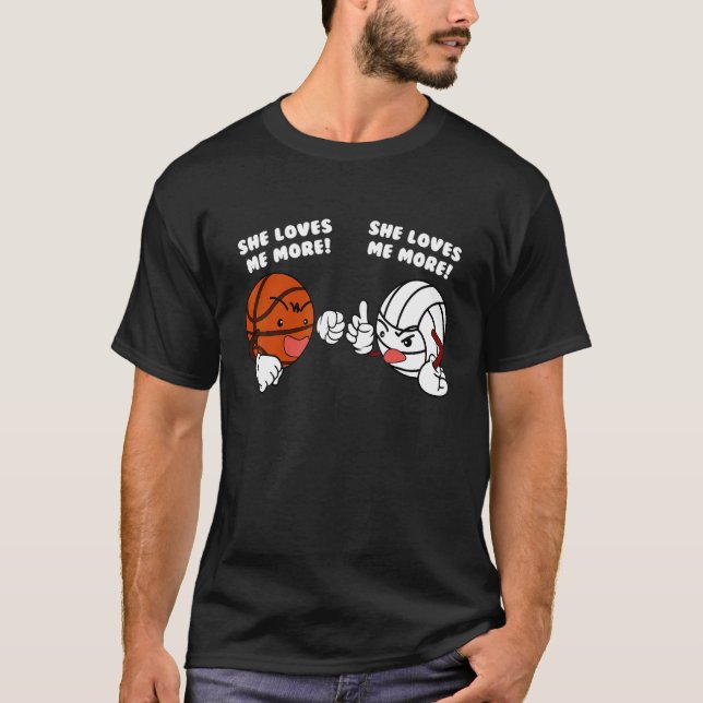 Camiseta Ela Me Ama Mais Jogador De Voleibol De Basquete (Frente)
