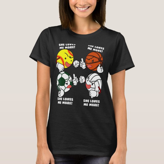 Camiseta Ela Me Ama Mais Volle De Futebol De Softball (Frente)