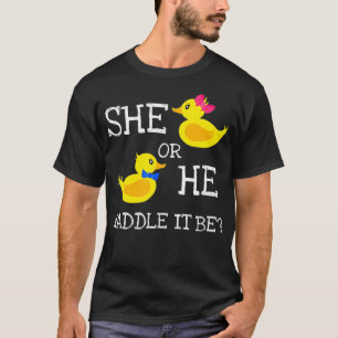 Camiseta Ela ou Ele vagueia que seja a festa do gênero do