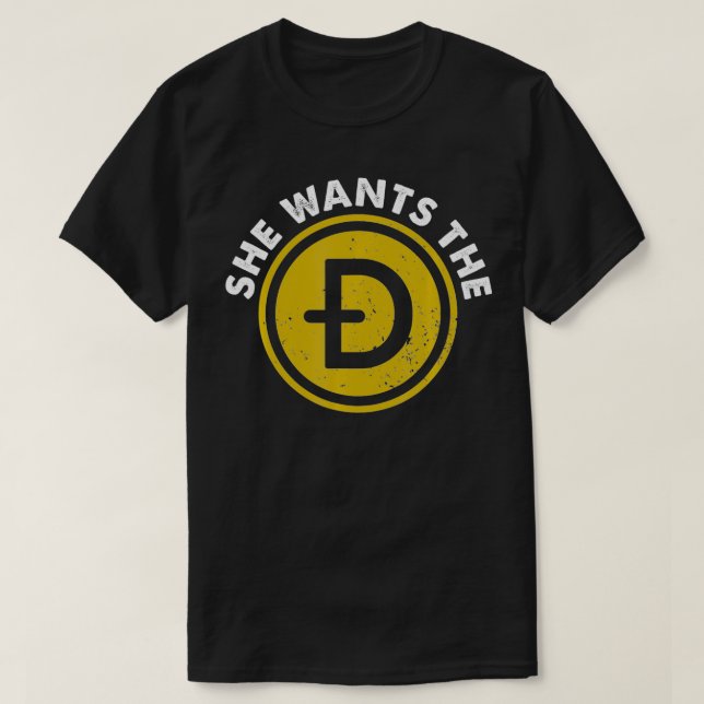 Camiseta Ela Quer A Dogecoina Engraçada Na Lua. (Frente do Design)